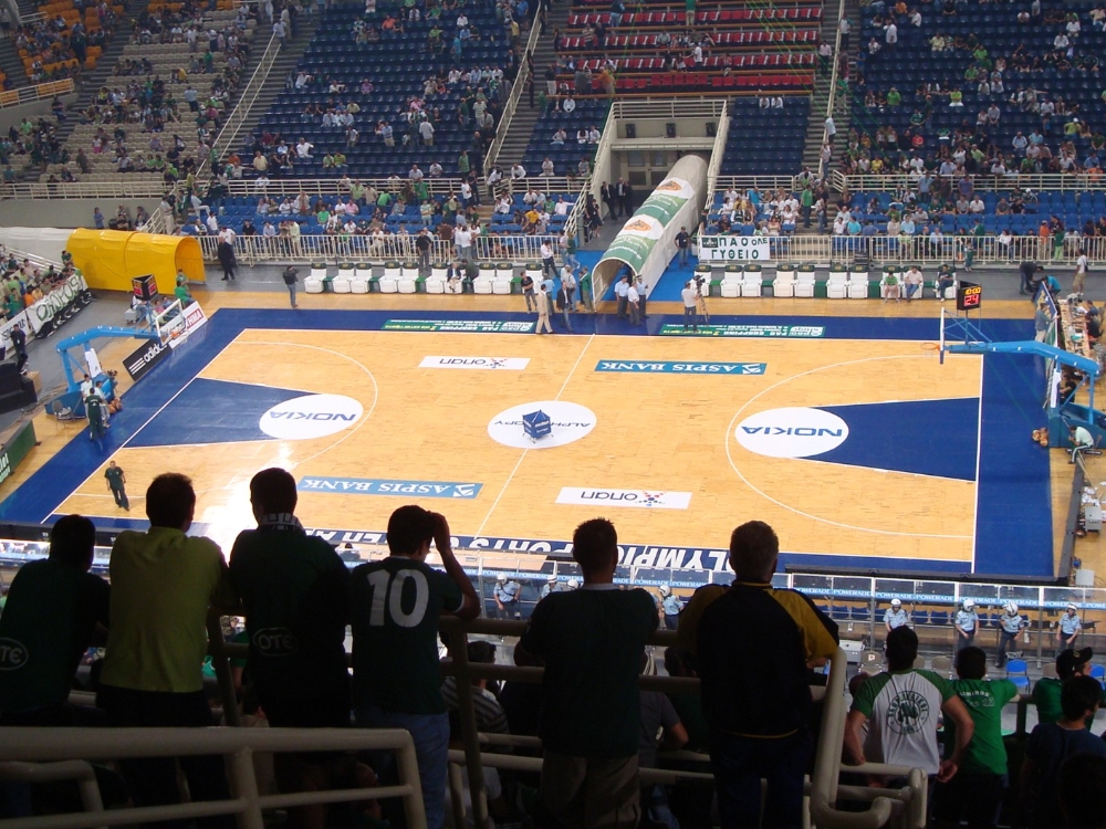 Basketball court with professional FIBA lighting